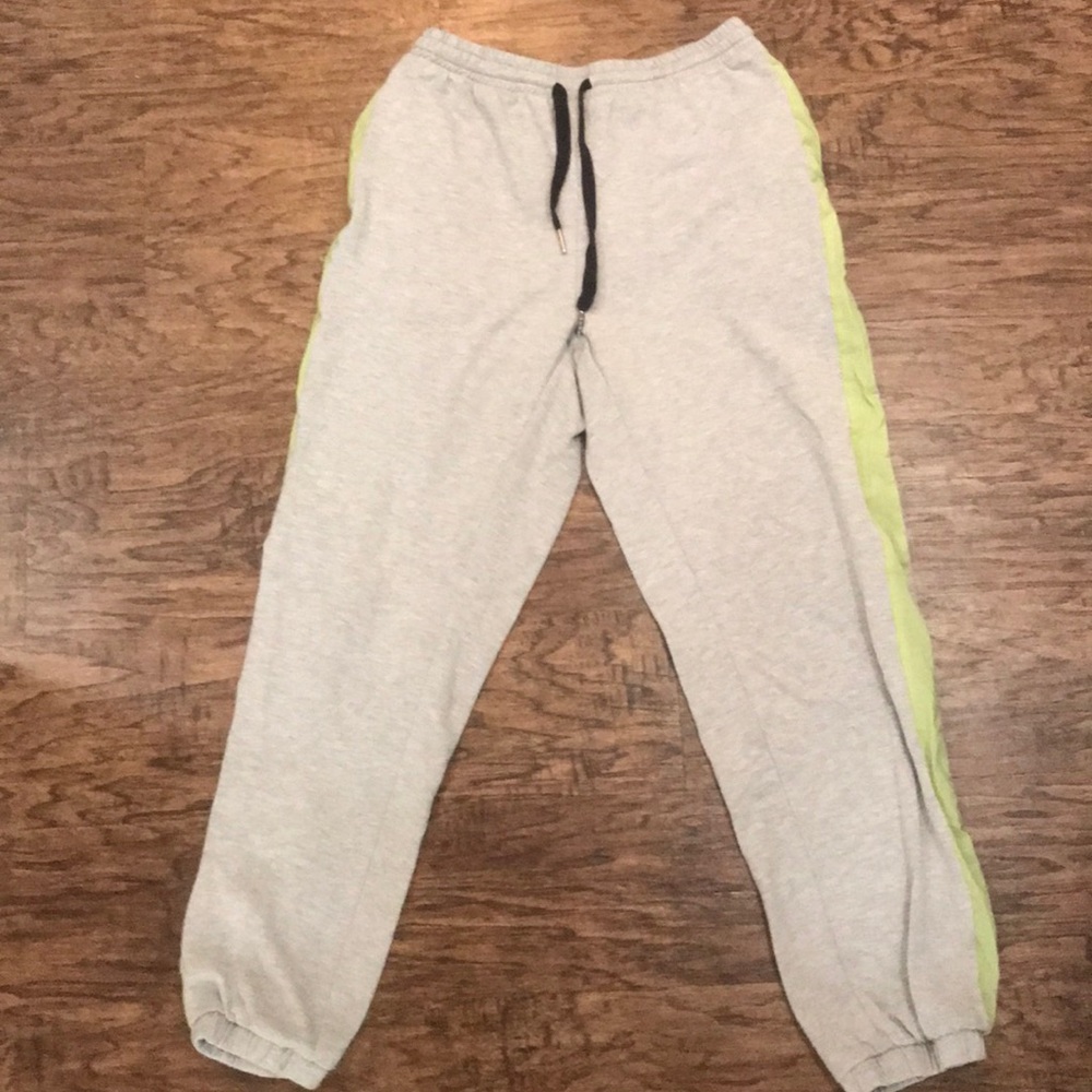 Gray Sweatpants with Neon Stripe